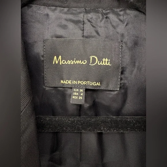 Massimo Dutti Womens Blazer Size 4 Black Double Breasted Career Office Jacket - Picture 7 of 12
